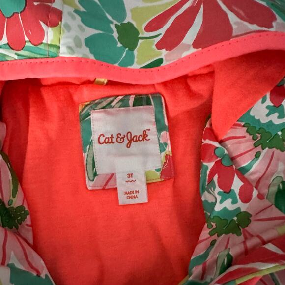 Cat & Jack Girls Tropical print Rain Jacket - Picture 2 of 4